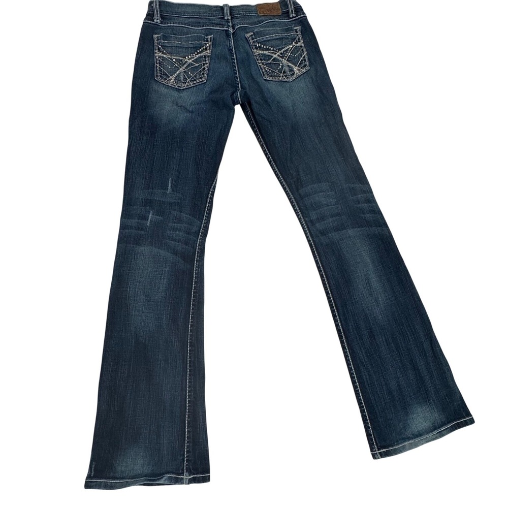 BKE Mya Jeans Womens 28 Bootcut Y2K Embellished Flap Pocket Dark Wash Denim - Picture 3 of 10